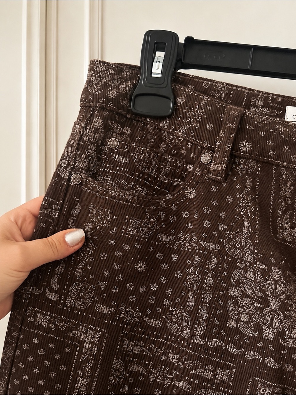 Women’s Straight Leg Ankle Pants Brown White Print Size junior 11 or women 10